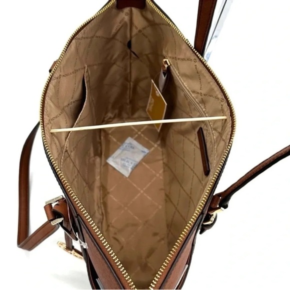 Michael Kors Large Charlotte Tote Bag Luggage Brown - Picture 10 of 12